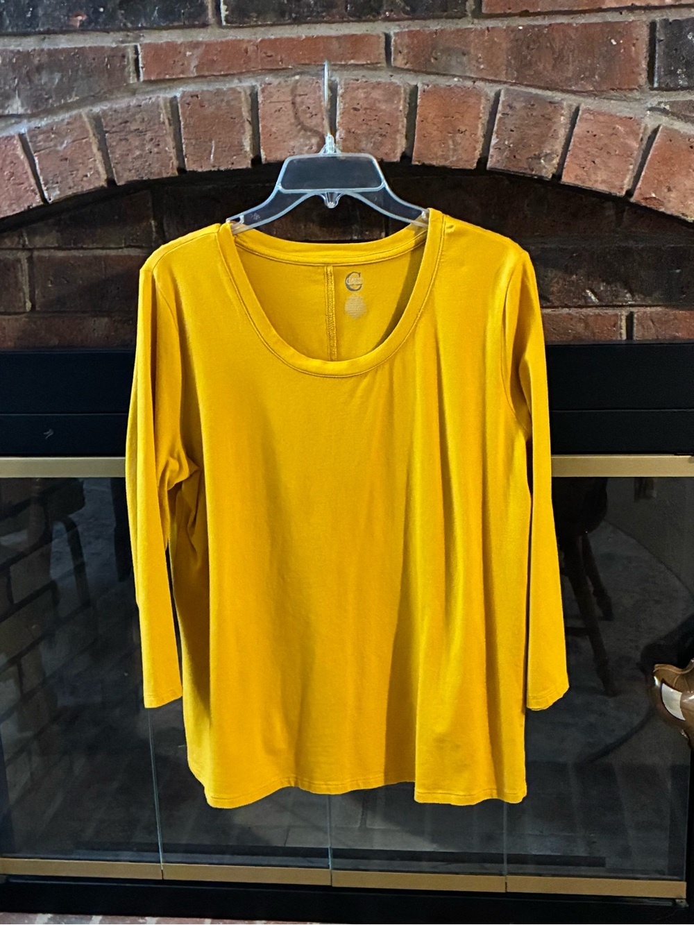 CATO Classic Women's Long Sleeve Scoop Neck Top — Mustard Yellow